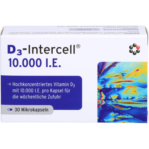 D3-Intercell 10000 I.E. Kapseln hochkonzentriertes Vitamin D3 für die wöchentliche Zufuhr, 30 St. Kapseln