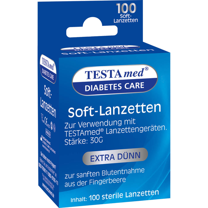 TESTAmed Soft-Lanzetten extra dünn zur sanften Blutentnahme, 100 St. Packung