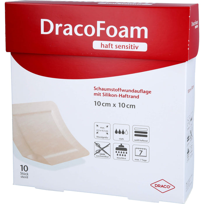 DracoFoam haft sensitiv Schaumstoffverband 10 x 10 cm, 10 St. Wundauflagen