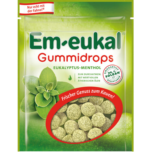 Em-eukal Gummidrops Eukalyptus Menthol mit Vitamin C, 90 g Bonbons