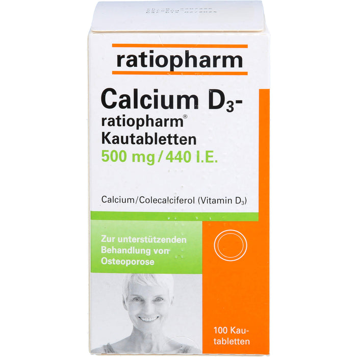 Calcium D3-ratiopharm® Kautabletten 500 mg/440 I.E., 100 St. Tabletten