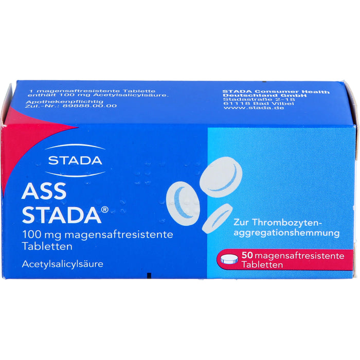 ASS STADA 100 mg magensaftresistente Tabletten zur Thrombozytenaggregationshemmung, 50 St. Tabletten