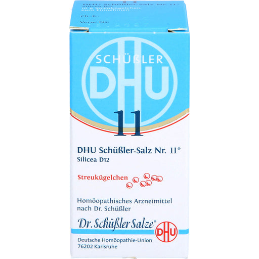 DHU Schüßler-Salz Nr. 11 Silicea D12 Streukügelchen – Das Mineralsalz der Haare, der Haut und des Bindegewebes – das Original – umweltfreundlich im Arzneiglas, 10 g Globuli