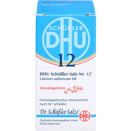 DHU Schüßler-Salz Nr. 12 Calcium sulfuricum D6 Streukügelchen – Das Mineralsalz der Gelenke – das Original – umweltfreundlich im Arzneiglas, 10 g Globuli, 10 g Globuli