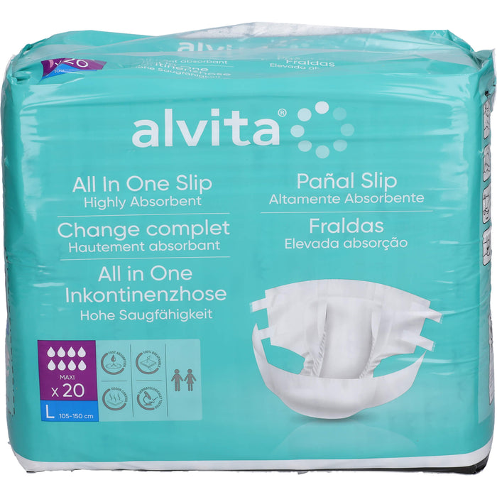 Alvita All-in-One Inkontinenzhosen Maxi Large Nacht, 20 St. Windelhosen