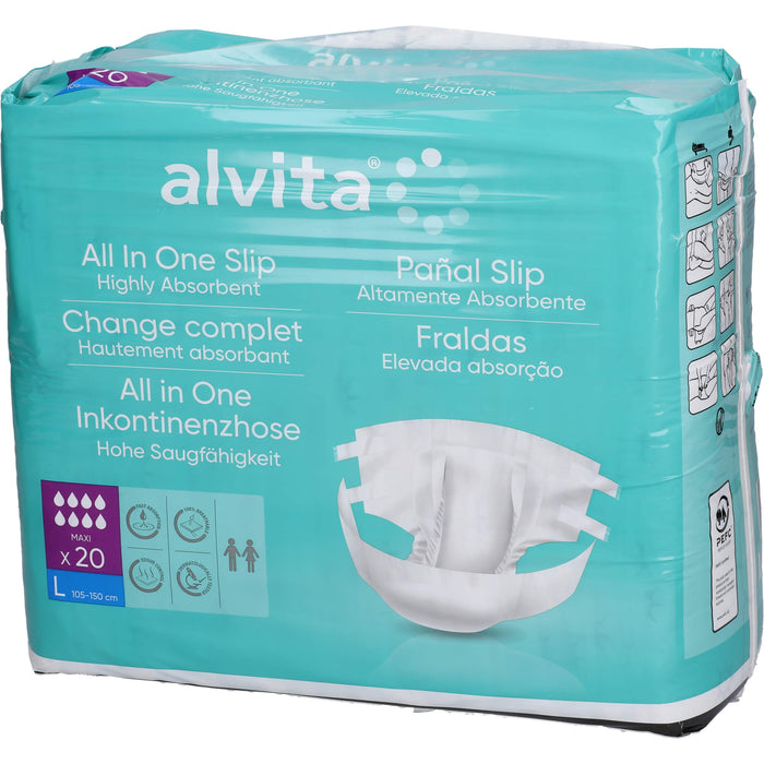 Alvita All-in-One Inkontinenzhosen Maxi Large Nacht, 20 St. Windelhosen