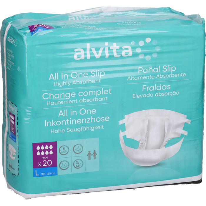 Alvita All-in-One Inkontinenzhosen Maxi Large Nacht, 20 St. Windelhosen