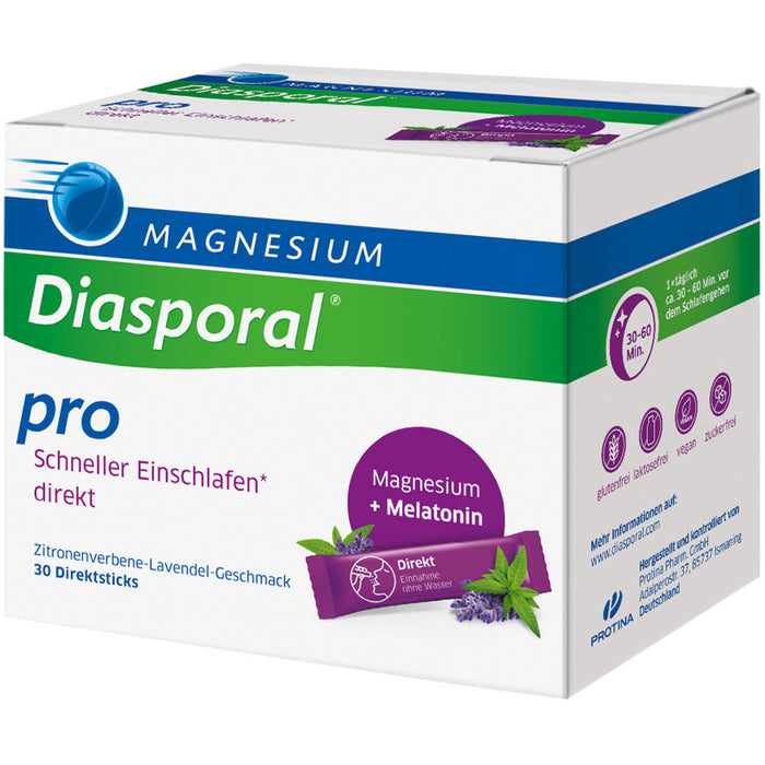 Magnesium-Diasporal pro schneller Einschlafen Direktsticks mit Zitronenverbene-Lavendel-Geschmack, 30 St. Sticks