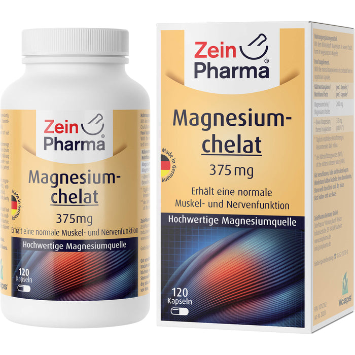 ZeinPharma Magnesium-chelat Kapseln für normale Muskel- und Nervenfunktion, 120 St. Kapseln
