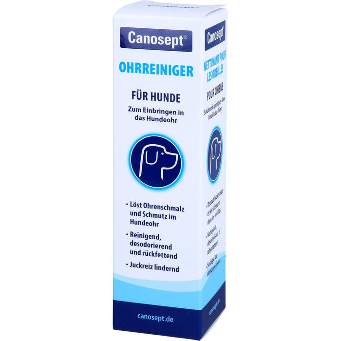Canosept Ohrreiniger für Hunde löst Ohrenschmalz und Schmutz im Hundeohr, 125 ml Lösung