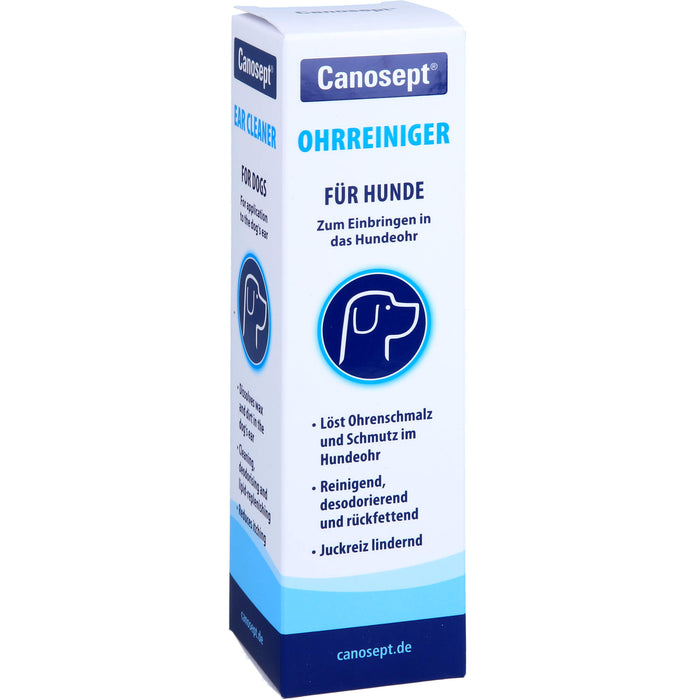 Canosept Ohrreiniger für Hunde löst Ohrenschmalz und Schmutz im Hundeohr, 125 ml Lösung