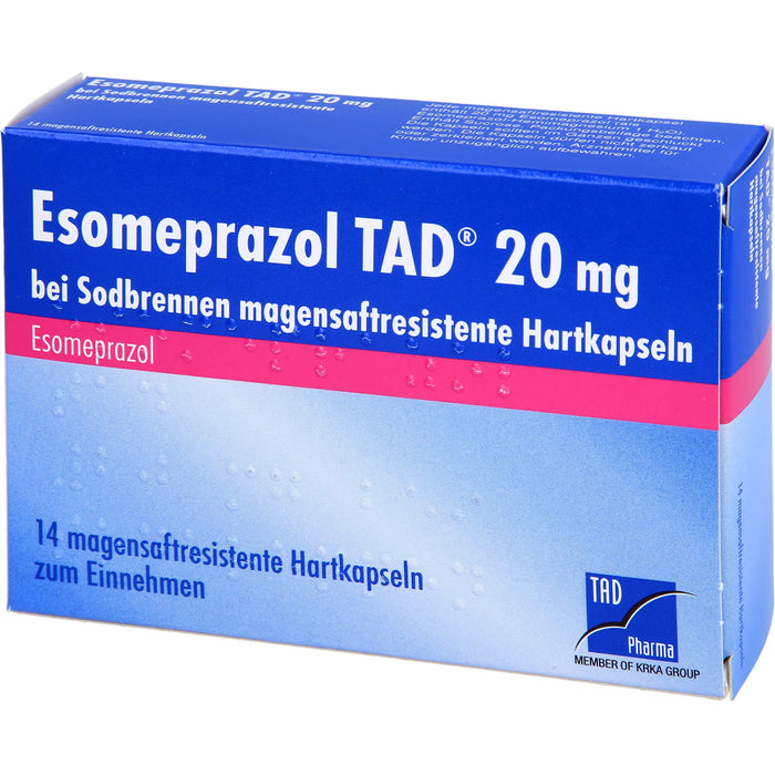 Esomeprazol TAD  20 mg bei Sodbrennen magensaftresistente Hartkapseln, 14 St. Kapseln