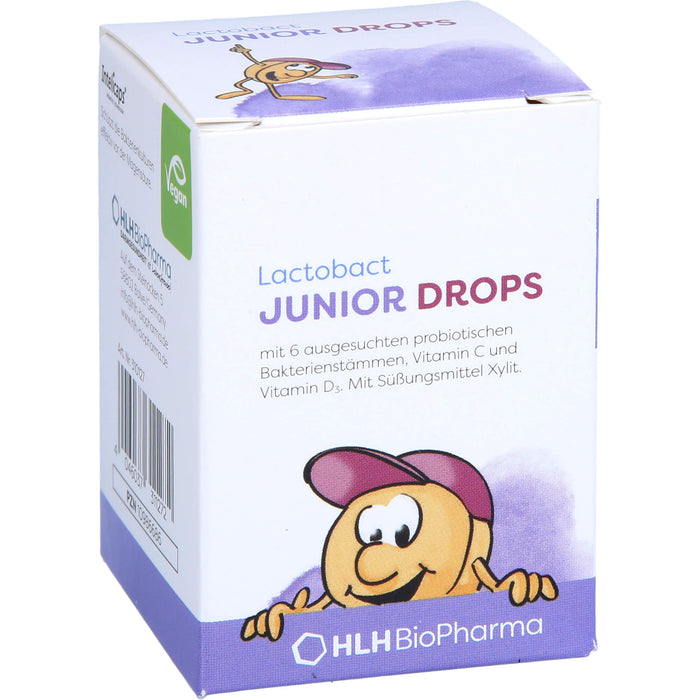 Lactobact Junior Drops mit 6 biologisch aktiven Bakterienstämmen, Vitamin C und Vitamin D3, 60 St. Tabletten