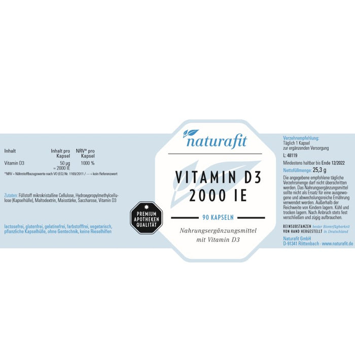 naturafit Vitamin D3 2000 IE Kapseln, 90 St. Kapseln