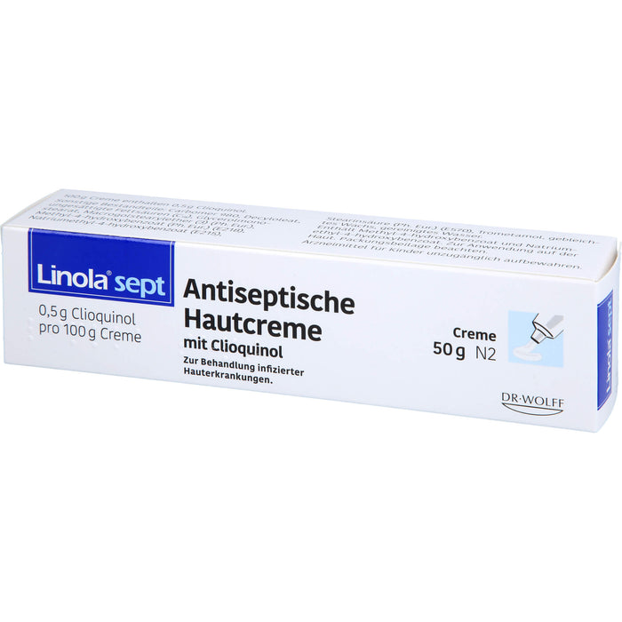 Linola sept antiseptische Hautcreme mit Clioquinol bei abgeschürfter, entzündeter oder eitriger Haut, 50 g Creme