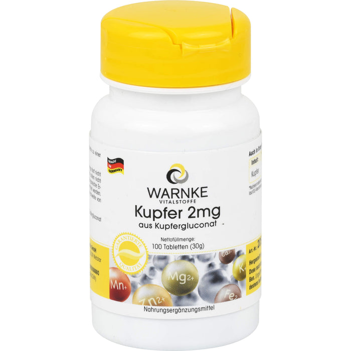 WARNKE Kupfer 2 mg aus Kupfergluconat Tabletten, 100 St. Tabletten