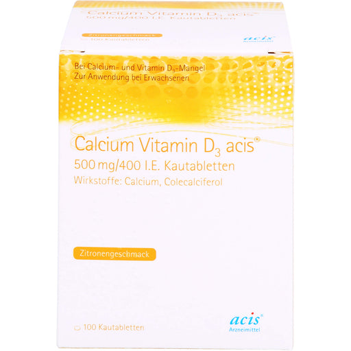 Calcium Vitamin D3 acis 500 mg/400 I.E. Kautabletten mit Zitronengeschmack, 100 St. Tabletten