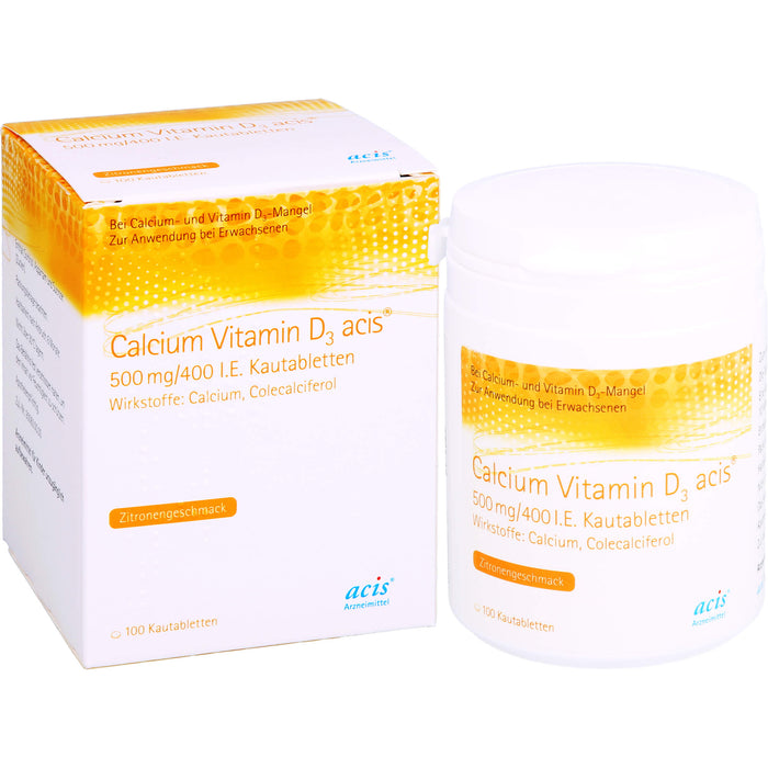Calcium Vitamin D3 acis® 500 mg/400 I.E. Kautabletten, 100 St KTA