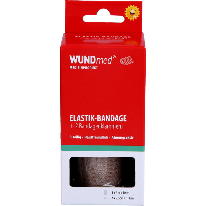 Elastik Bandage 3mx10cm mit Bandageklammern, 1 St BAN