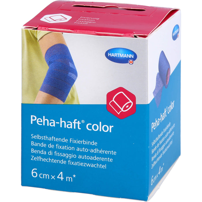 Peha-haft Color Fixierbinde latexfrei 6cmx4m blau, 1 St. Binde