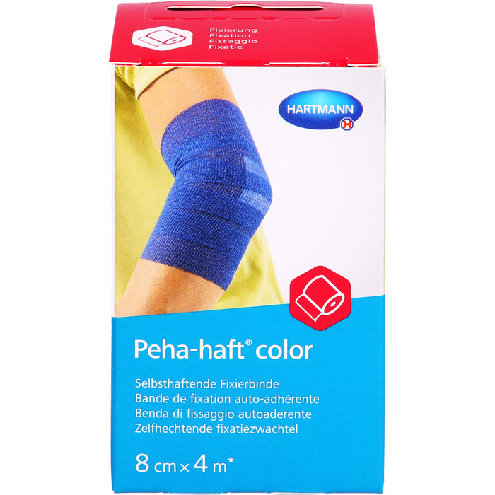 Peha-haft Color Fixierbinde latexfrei 8 cm x 4 m blau, 1 St. Binde
