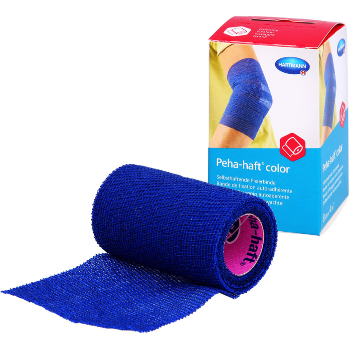 Peha-haft Color Fixierbinde latexfrei 8 cm x 4 m blau, 1 St. Binde