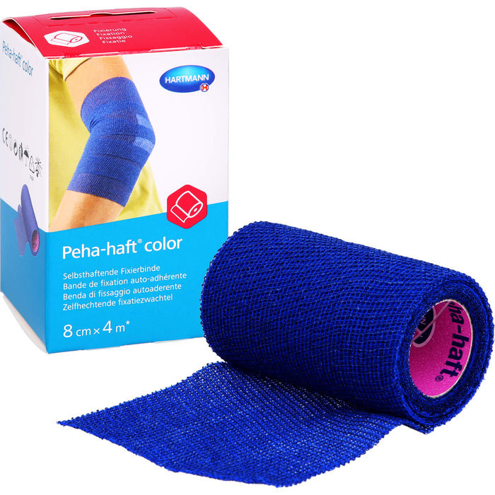 Peha-haft Color Fixierbinde latexfrei 8 cm x 4 m blau, 1 St. Binde