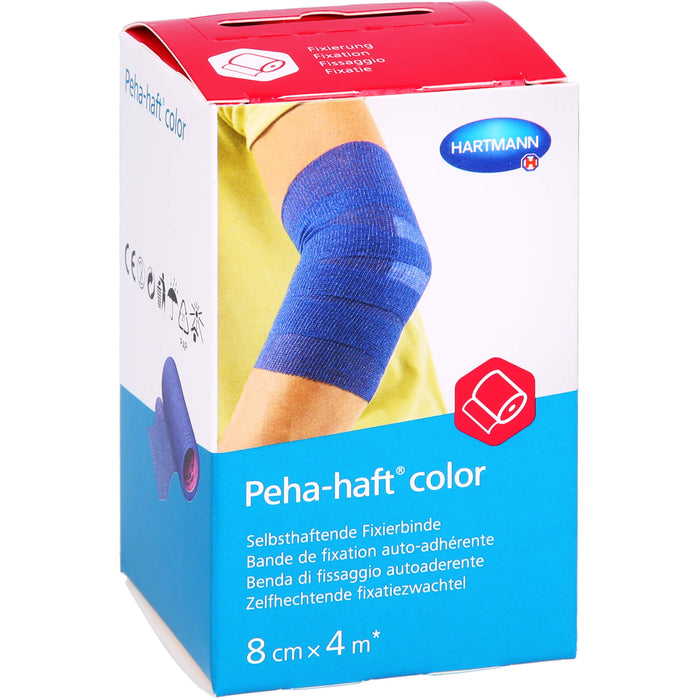 Peha-haft Color Fixierbinde latexfrei 8 cm x 4 m blau, 1 St. Binde