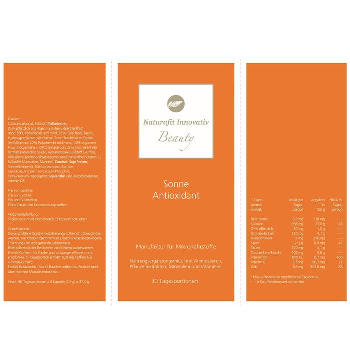 naturafit Innovativ Beauty Sonne Antioxidant Tagesportionen, 90 St. Kapseln
