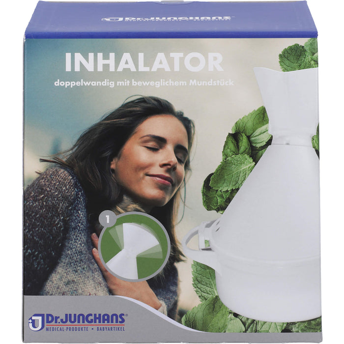 DR. JUNGHANS Inhalator 2-teilig aus Kunststoff doppelwandig mit beweglichem Mundstück, 1 St. Zubehör