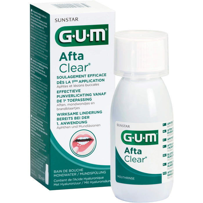 GUM Afta Clear Mundspülung für Aphten und Mundläsionen, 120 ml Lösung