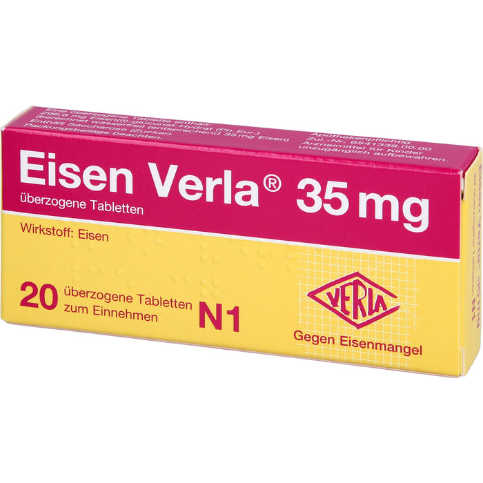 Eisen Verla 35 mg Tabletten gegen Eisenmangel, 20 St. Tabletten