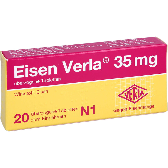 Eisen Verla 35 mg Tabletten gegen Eisenmangel, 20 St. Tabletten
