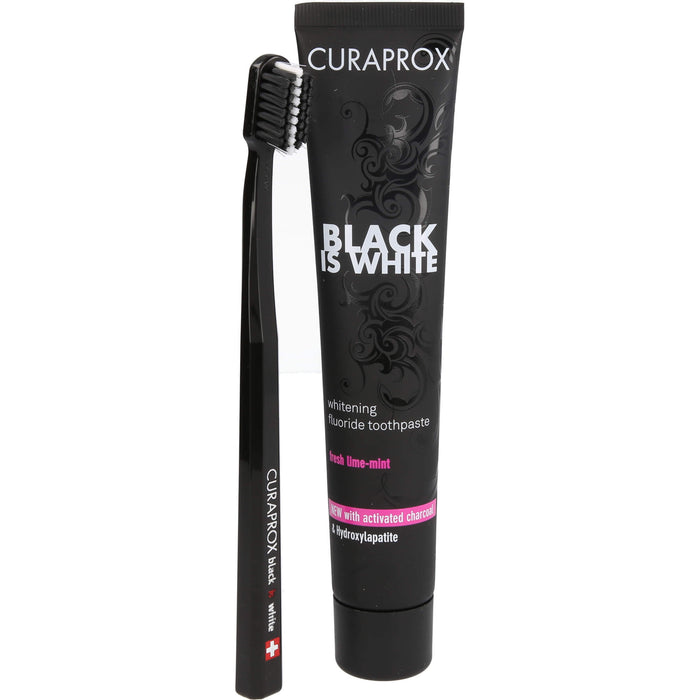 Curaprox Black is White Kohlezahnpasta und Bürste, 1 St. Set