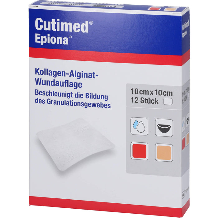 Cutimed Epiona 10 x 10 cm Kollagen-Alginat-Wundauflage, 12 St. Kompressen