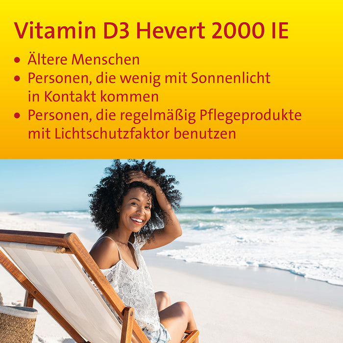 Vitamin D3 Hevert 2000 IE – das Power-Vitamin für Immunabwehr, Knochen und Vitalität, 120 St. Tabletten