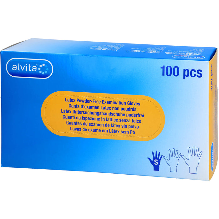 Alvita Latex Untersuchungshandschuhe puderfrei S, 100 St. Handschuhe