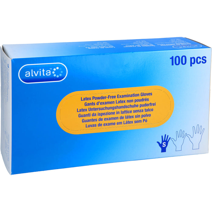 Alvita Latex Untersuchungshandschuhe puderfrei S, 100 St. Handschuhe