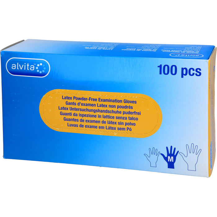 Alvita Latex Untersuchungshandschuhe puderfrei M, 100 St. Handschuhe