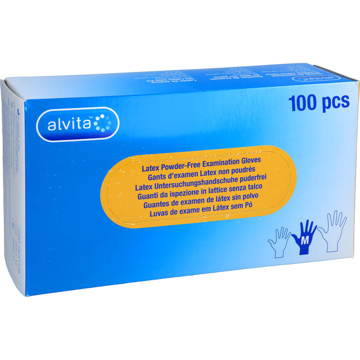 Alvita Latex Untersuchungshandschuhe puderfrei M, 100 St. Handschuhe