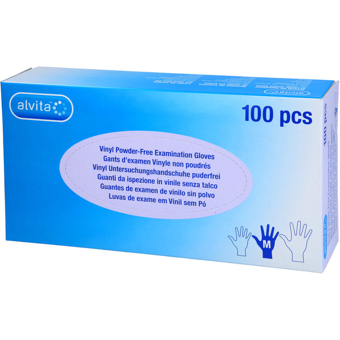 Alvita Vinyl Untersuchungshandschuhe puderfrei M, 100 St. Handschuhe