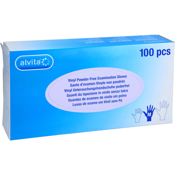 Alvita Vinyl Untersuchungshandschuhe puderfrei M, 100 St. Handschuhe
