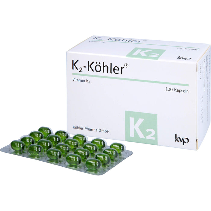 K2-Köhler Kapseln trägt zur Erhaltung normaler Knochen und zu einer normalen Blutgerinnung bei, 100 St. Kapseln
