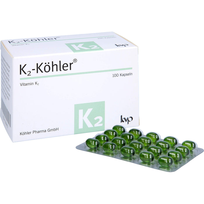K2-Köhler Kapseln trägt zur Erhaltung normaler Knochen und zu einer normalen Blutgerinnung bei, 100 St. Kapseln