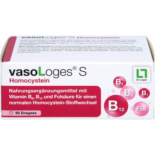 VasoLoges S Homocystein Dragees für einen normalen Homocystein-Stoffwechsel, 90 St. Tabletten