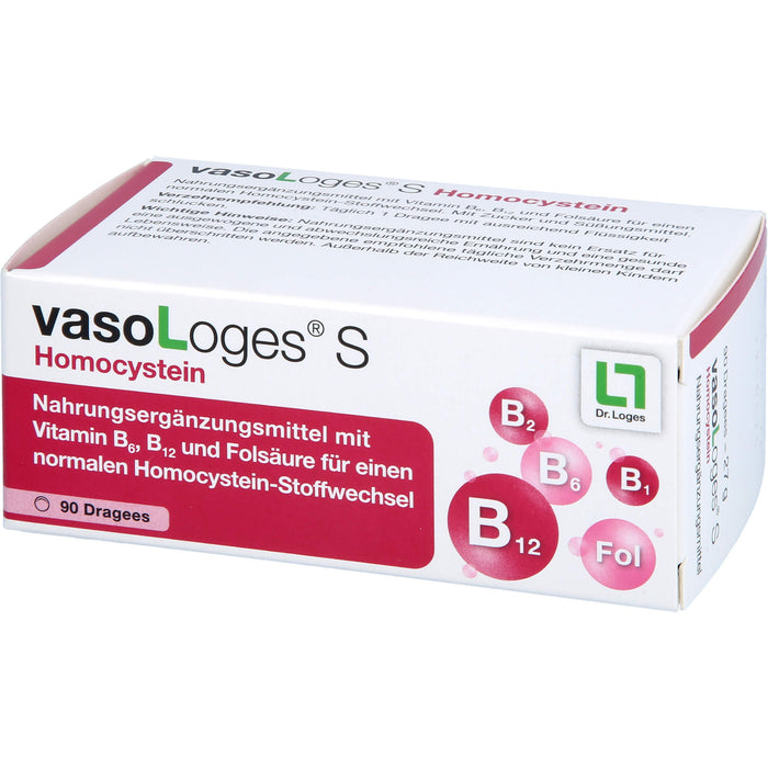 VasoLoges S Homocystein Dragees für einen normalen Homocystein-Stoffwechsel, 90 St. Tabletten
