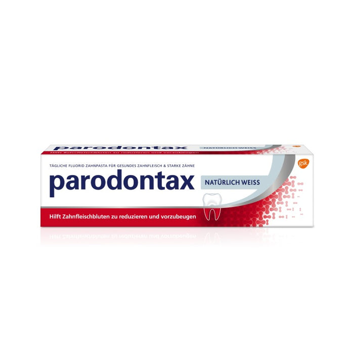 PARODONTAX Natürlich Weiss Zahnpasta bringt das natürliche Weiß zurück und hilft Zahnfleischbluten vorzubeugen, 75 ml Zahncreme