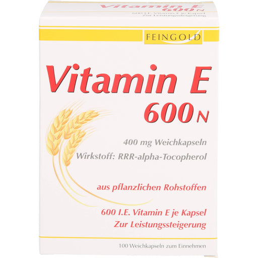 FEINGOLD Vitamin E 600 N Weichkapseln zur Leistungssteigerung, 100 St. Kapseln