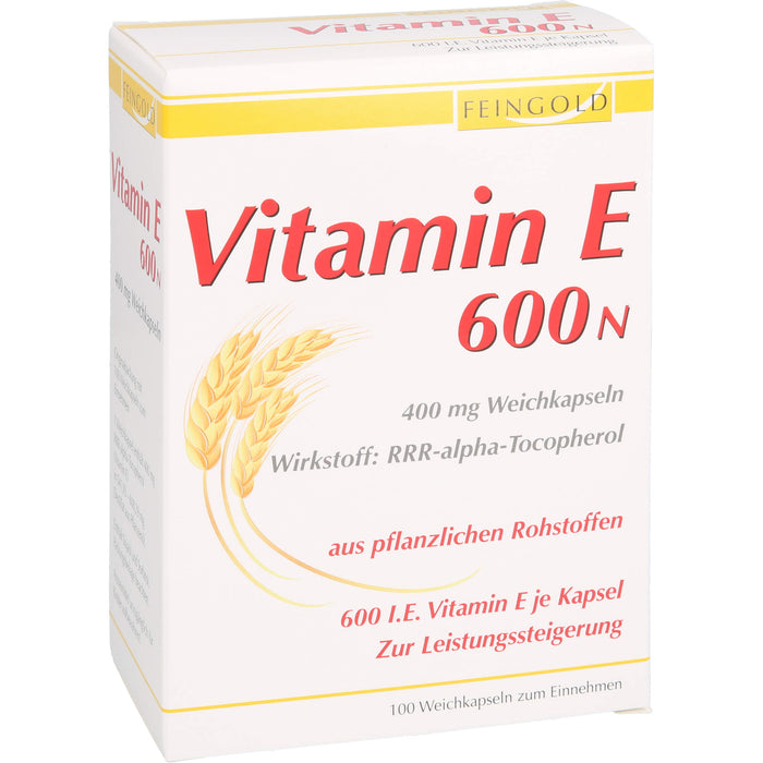 FEINGOLD Vitamin E 600 N Weichkapseln zur Leistungssteigerung, 100 St. Kapseln