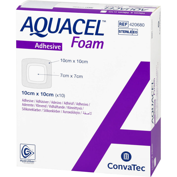 Aquacel Foam adhäsiv 10x10cm Verband, 10 St VER